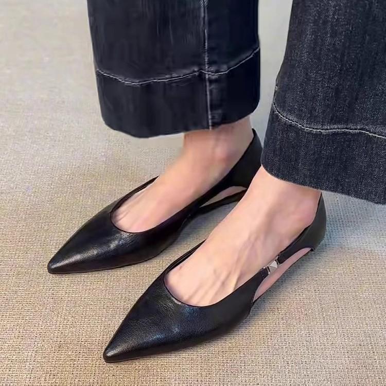Sheepskin Version~ Hollow Flat Heel Pointed Hollow Small Single Shoes for Women's Spring and Summer New Shallow Mouth Beautiful High-end Single Shoes