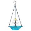 Hanging Hummingbird Feeders Solar Wild Birds Bath Fountain with Water Pump & Glass Bowl Outdoor Bird Feeder for Garden Courtyard