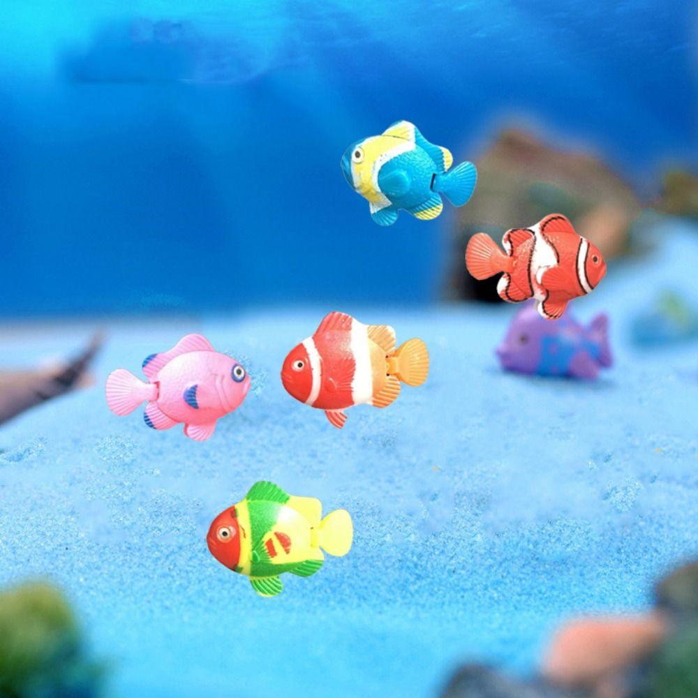 5pcs Decorative Artificial Clownfish Simulation Plastic Floating Fishes Random Color Simulation Ocean Tropical Fish