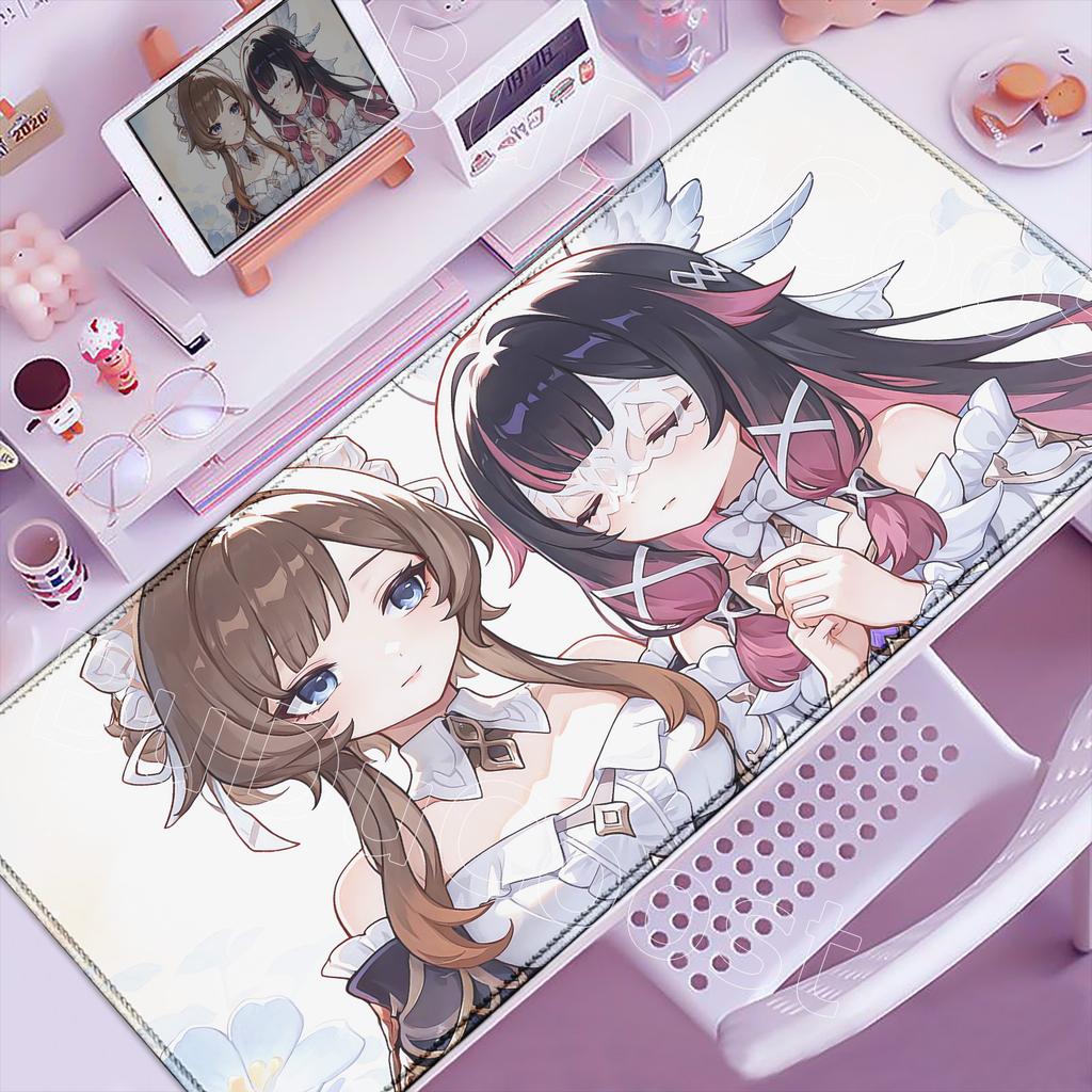 Anime Cute Columbina Mousepad Non-slip Rubber Gaming Genshin Impact Mouse Pad Keyboard Mat Computer PC Laptop Pad XXL Desk Mat