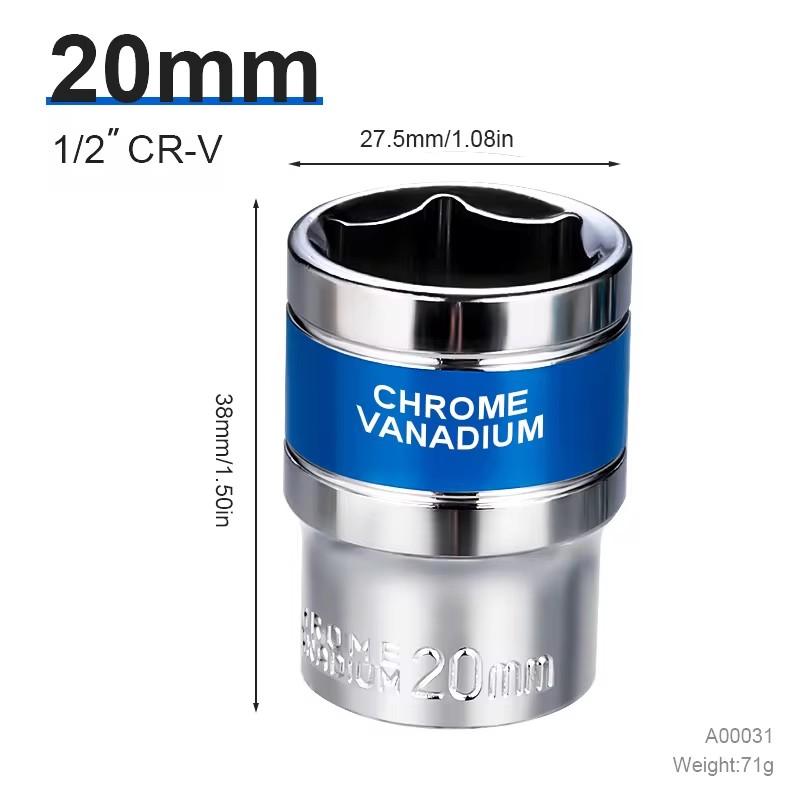 8-32mm 1/2" Drive Deep Impact Socket Set Drive Metric Wrench Socket Deep Impact Socket Pneumatic Wrench Head Tire Removal Tools