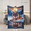 Lone Wolf Blanket Full Moon Reflection Flannel Fleece Throw Blankets Cozy Luxury Sofa Bedspread Aesthetic Room Bedding Decor