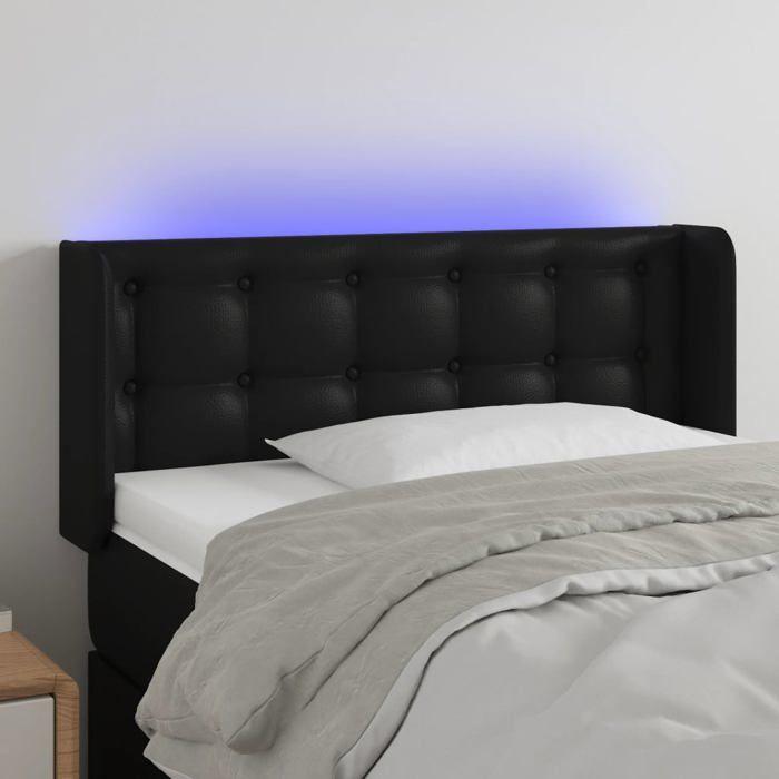 VidaXL Tête de Lit à LED Meuble de Chambre à Coucher Accessoire de Lit Simple Tête de Cadre de Lit Intérieur Noir 3123320