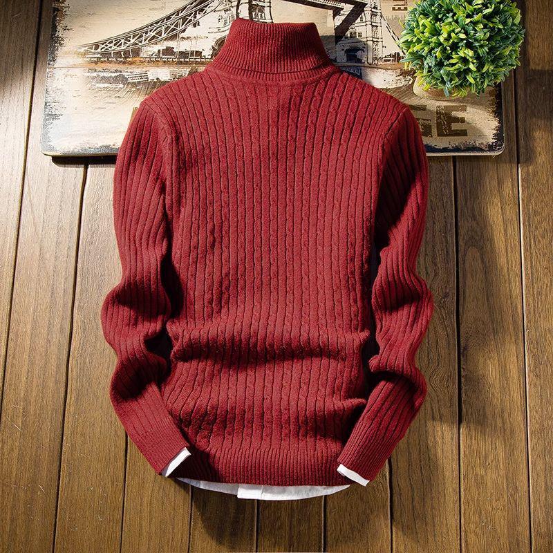 Men's White Turtleneck Sweater Pullover