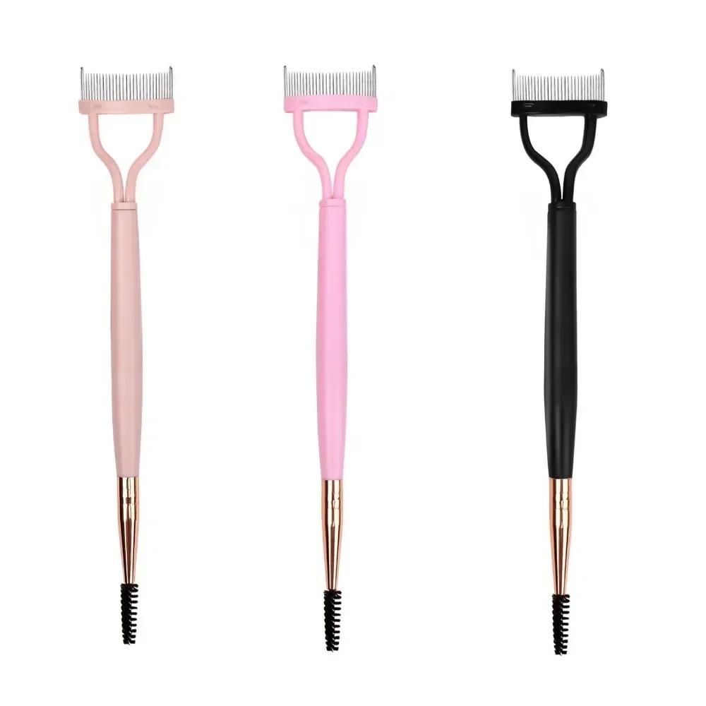 2 In 1 Folding Eyelash Separator Metal Teeth Straight Eyelash Curler Eyelash Brush Comb Mascara Curl Lash Beauty Makeup Tools