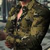 Men Shirt Long Sleeves Button Lapel Cardigan Single-breasted Warm Slim Fit Casual Flower Print Autumn Top for Dating
