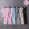 European Stylish Summer Two-Piece: Women's Short Sleeve T-Shirt and Long Pants Sports Set