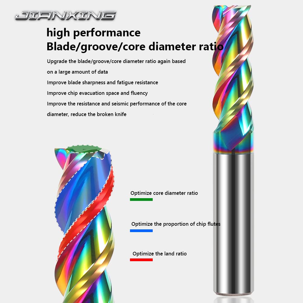 1/4" Extra Long Carbide Square End Mill for Aluminum, Copper Alloy, Plastic, 4" Overall Length End Mill Bits, 3 Flute HRC 55 Deg DLC Coating, CNC