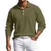 Men's Long Sleeve Turn Down Collar Polos Business Casual Solid Color Pull On Polo Shirts Men Classic Style Tees Tops