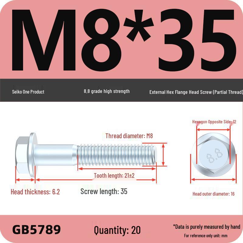 Verzinkter Sechskantflanschschraube mit Scheibe, Güte 8.8, M5-M12
