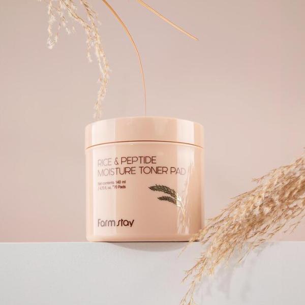 FarmStay Rice & Peptide Moisture Toner Pad (140ml / 4.73 Fl.oz., 70 Pads)  (3 Options)