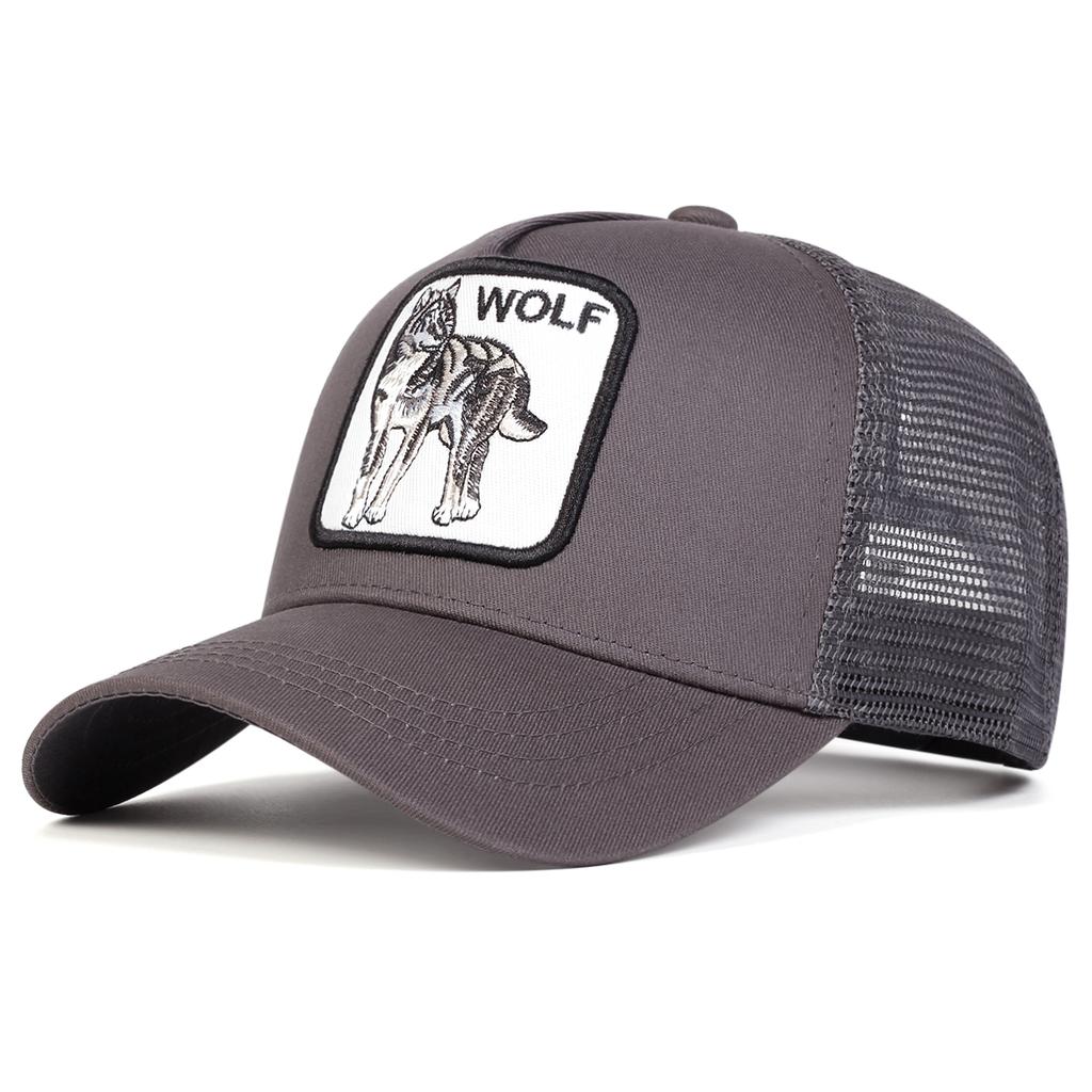 Frühling und Sommer Wolf Stickerei Sonnenschutz Hut Outdoor Atmungsaktive Baseball Cap Unisex Sport Hip Hop Caps Mesh Hüte