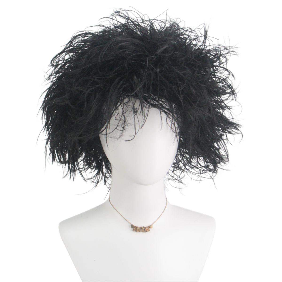

Black Synthetic Short Curly Wig Film Character Scissors Hands Style for Cosplay April Fool s Day Halloween CostumePartyAccessory чорний
