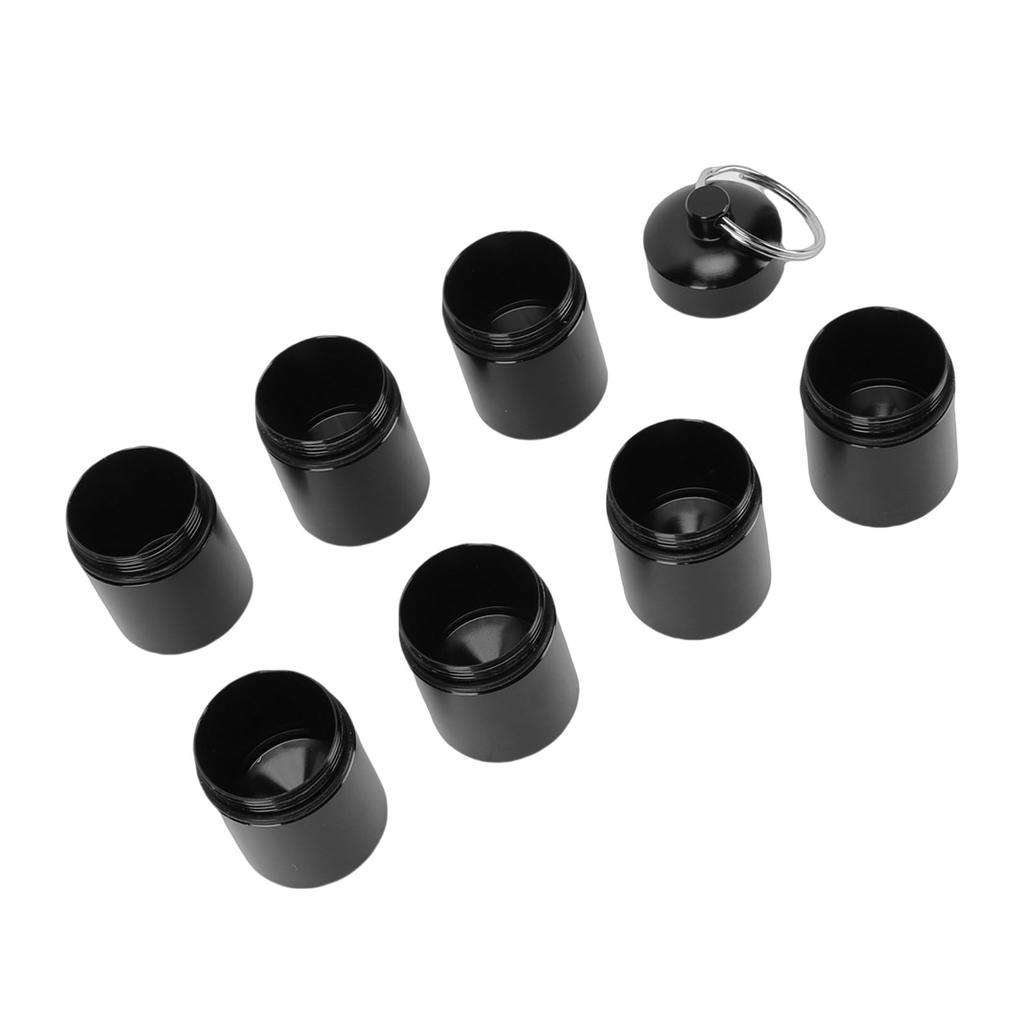 Metal Storage Tube Keychain 7 Compartment Water Proof Portable Travel Container Aluminum Alloy