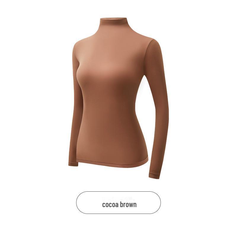 High Collar Hyaluronic Acid Skin Care Thermal Top - Women's Seamless Long Sleeve Base Layer Shirt