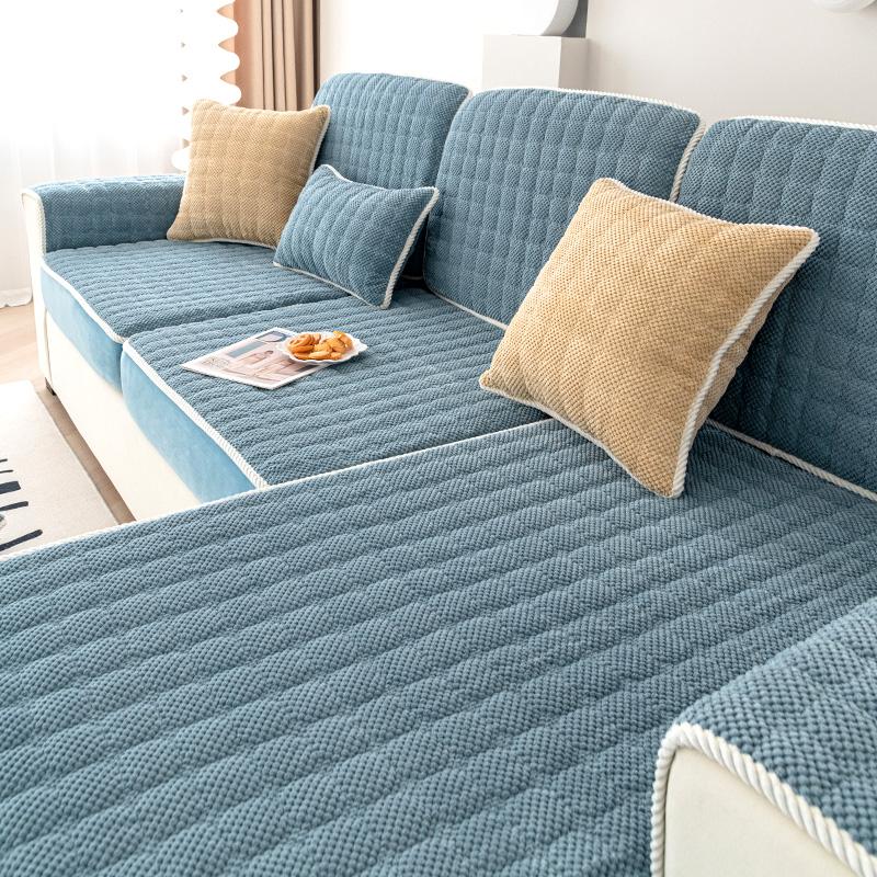 Sofa Sofa Høst og Vinter Fortykket Fleece Sklisikre Seteputer Fire Årstider Universell Stue Skinnsofa Trekk Håndkle