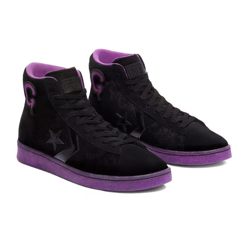 Joe FreshGoods x Converse Cons Pro Leather Rutschfest Langlebig High-Top Skateschuhe Unisex Schwarz Lila
