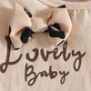 Euro-American Baby Long-Sleeve Set: Letter Bowknot Bodysuit, Leopard Bib Overalls, and Headband