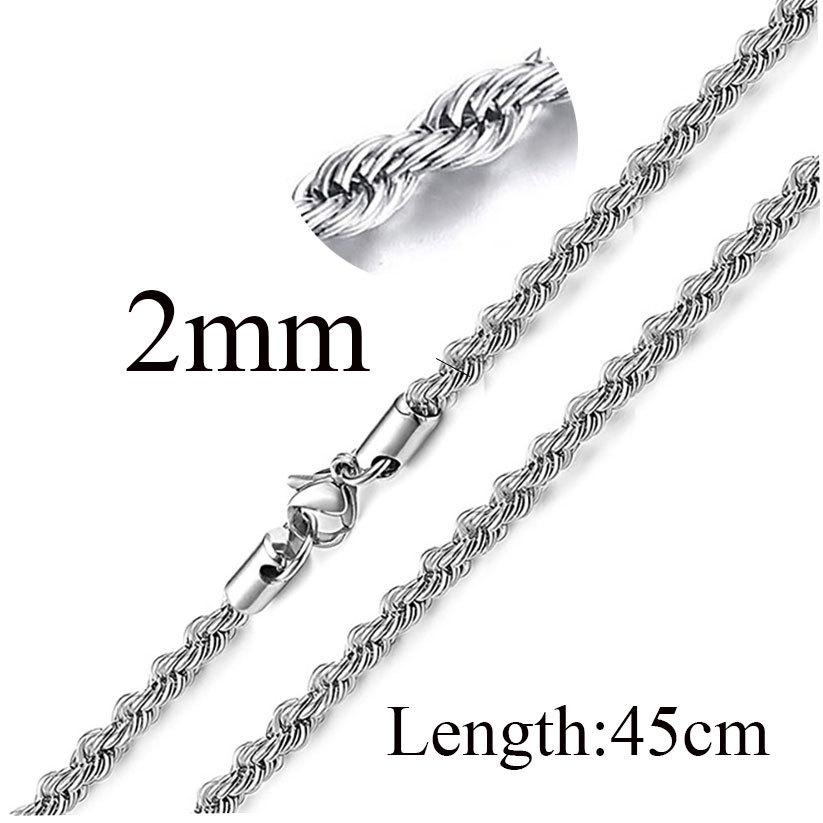 European and American Simple Stainless Steel Twist Necklace - 2MM, 3MM, 4MM Fashion Sizes