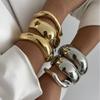 Punk Vintage Irregular Chunky Cuff Bangles for Women Statement Glossy Bracelets Bangles Pulseras Steampunk Men Jewelry
