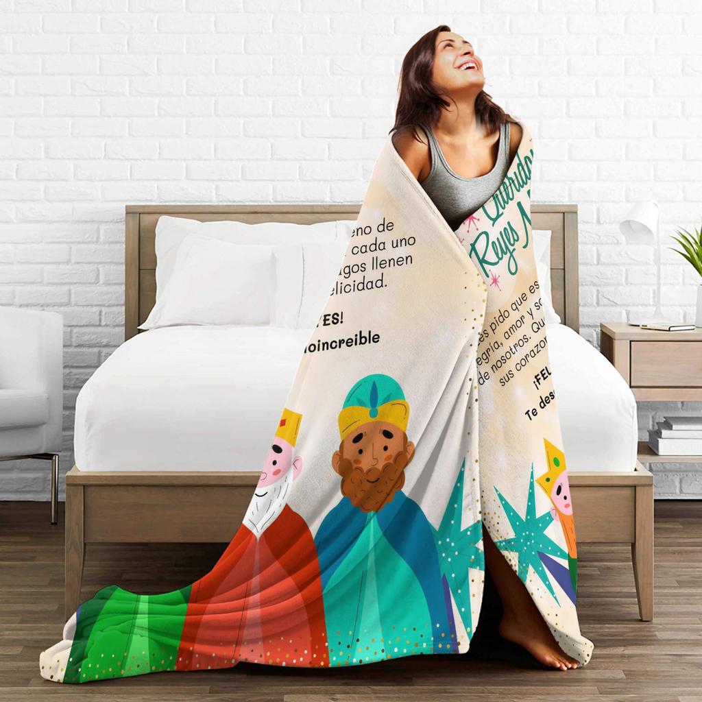 Día de los Reyes Magos Throw Blanket for Couch  Fuzzy Soft Plush Blanket 50x60 Inches Multi-size Bedspread for All Seasons