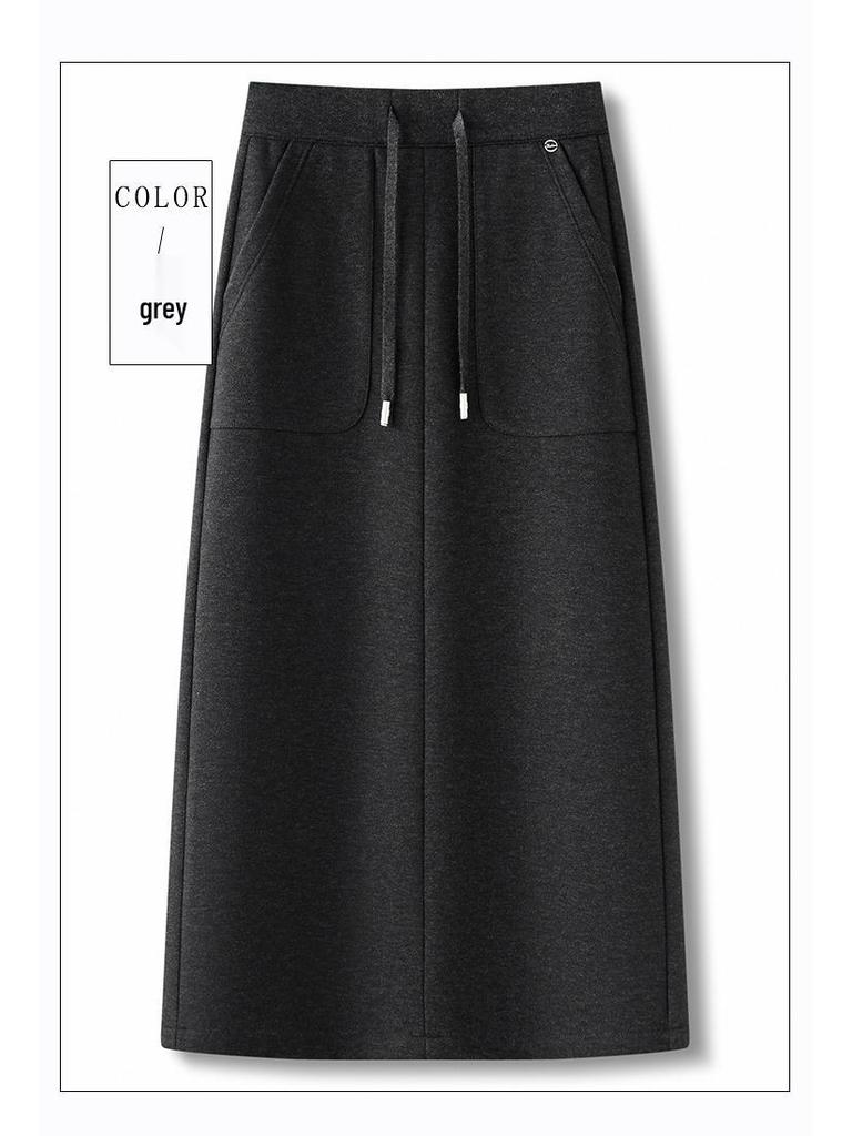 Soft & Fluffy Wool-Blend Mid-Length High-Waisted Slim-Fit Skirt for Women - 2025 Winter Collection