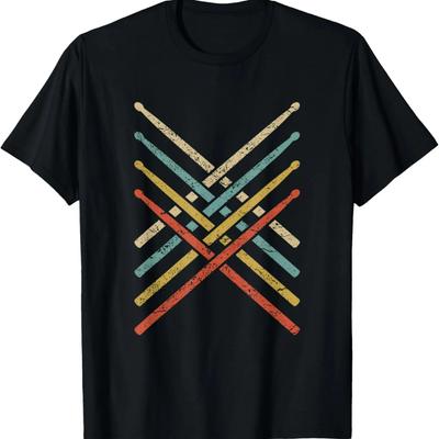 Retro Vintage Drummer 70s 80s Distressed Drum Sticks T-Shirt