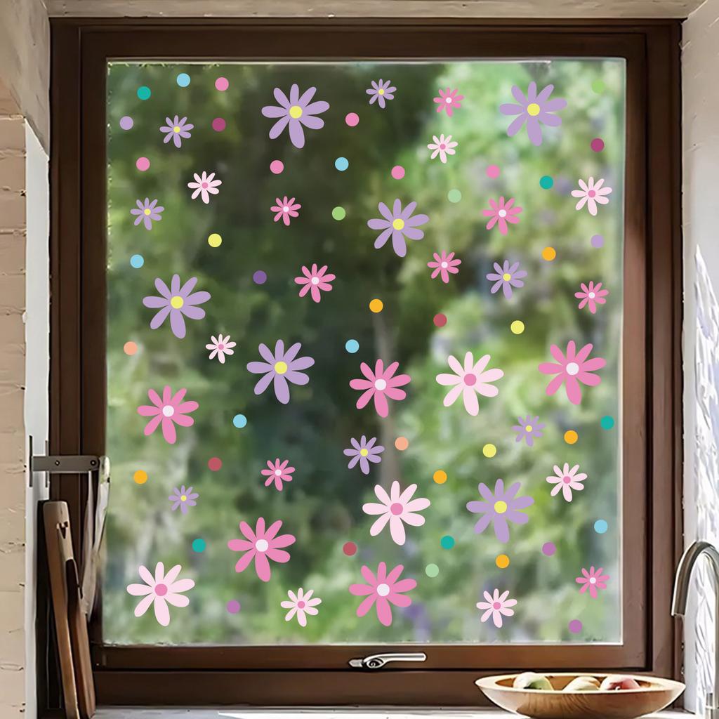 Plants and flowers glass window decoration stickers pvc static stickers warm decoration colorful flowers