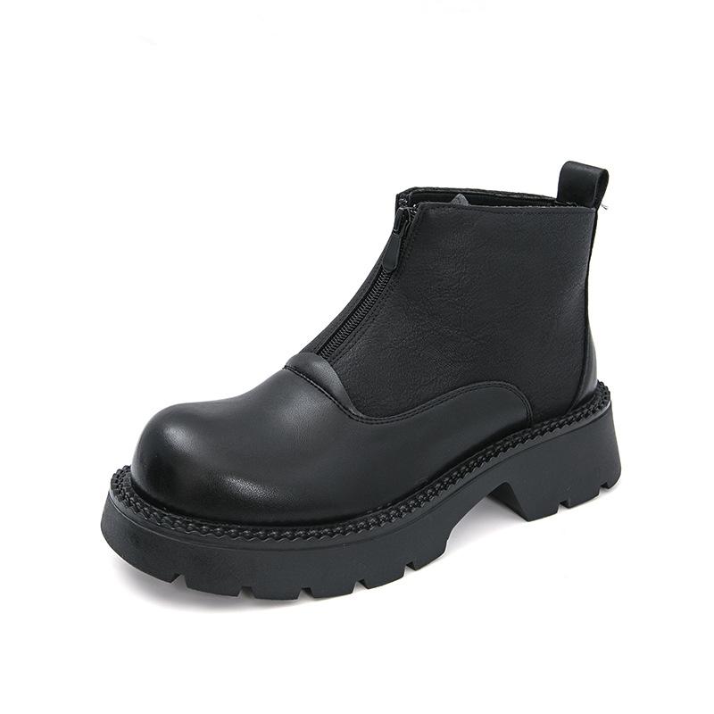 Large size men's platform high-top leather shoes, autumn and winter 2025 new men's pointed men's boots zipper leather shoes