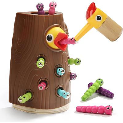 Fine Motor Skills Toy-Montessori Toddlers Toy Magnetic Game,Sensory,Feeding,Preschool Learning Toys-Hungry Woodpecker Toy for Girls and Boys Gifts