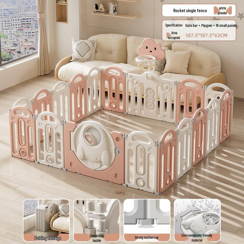 Stackable Baby Basketball Play Fence with Crawling Mat - Indoor Child Safety Solution for Living Room