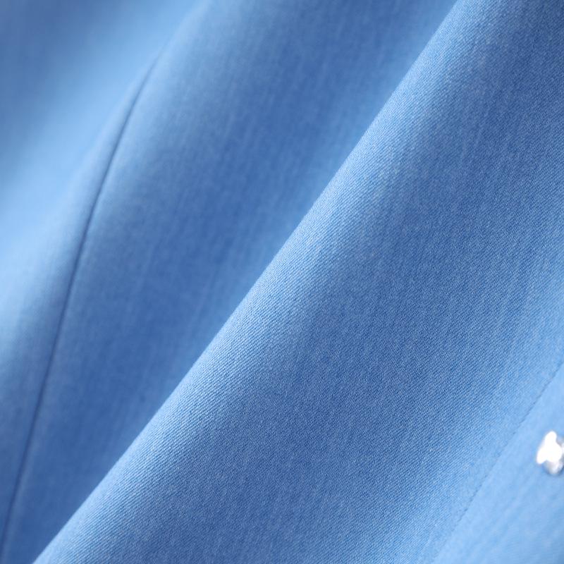 European & American Style V-Neck Blue Suit: Slimming, Flattering, Luxurious Nail Drill Jacket for Stage Performance & Parties