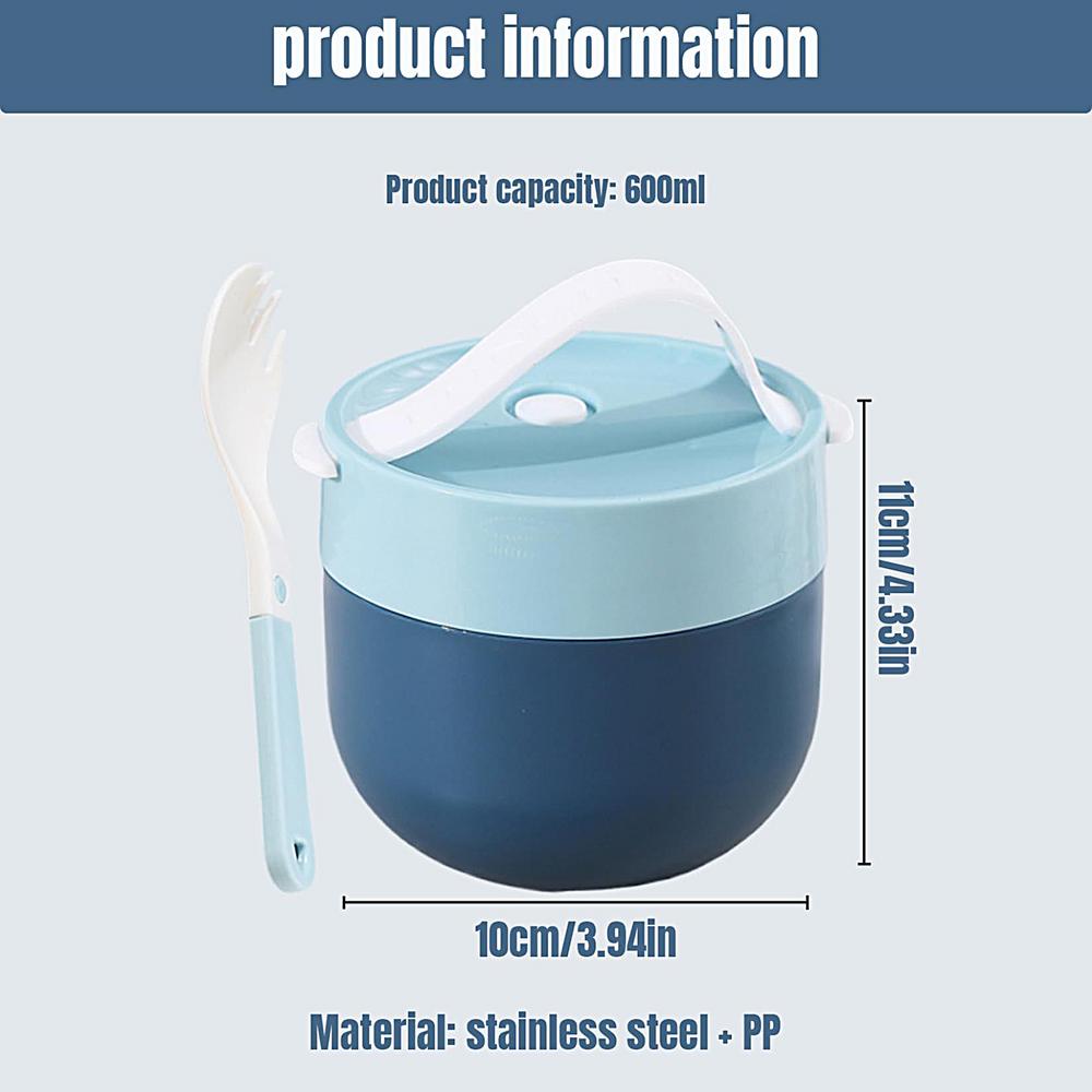 600ml Food Thermal Jar Insulated Soup Cup with Lid Containers Stainless Steel Lunch Box Thermo Keep Hot for School Children