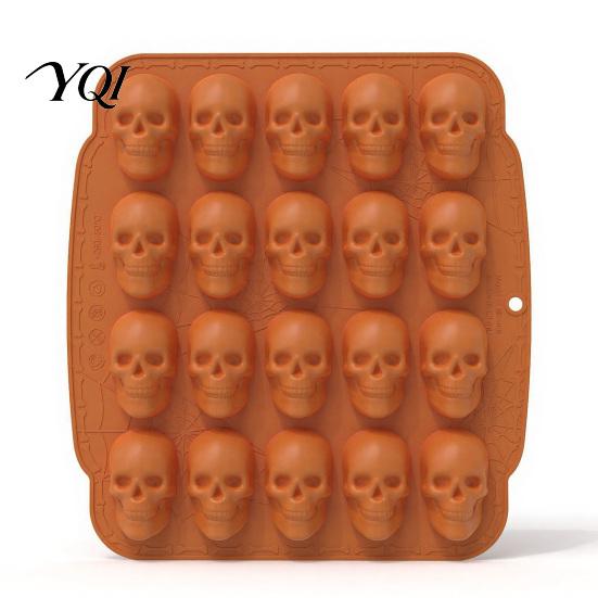 Forniture per Feste di Halloween Stampo per Torta a Forma di Teschio con 20 Cavità, Tema, Stampo in Silicone Antiaderente per Caramelle Mousse, Vassoio 3D Realistico per Gelatina Budino Fai-da-te