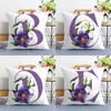 Simple Purple Flower Letters Pillow Case Plush Fabric Soft Double Sided Print Sofa Cushion Cover Throw Pillow Covers