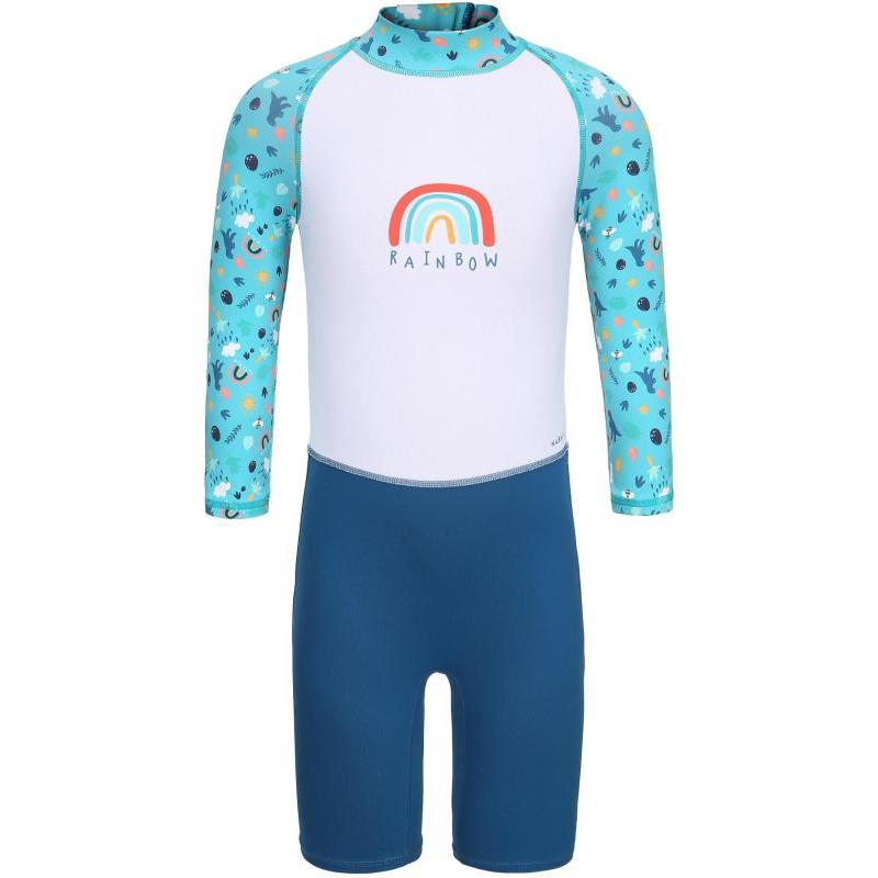 

DECATHLON Easy to Put On and Take Off Sunscreen Kids Swimwear Turquoise Blue Snow White Deep Prussian Blue Children Aged 3 7 Years Old 103-112-4/5Y