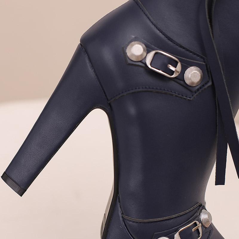 Damen Stiefeletten mit hohen Absätzen, Herbst und Winter, neue wasserdichte Plateaustiefel im europäischen Stil, dicker Absatz, große Römerstiefel