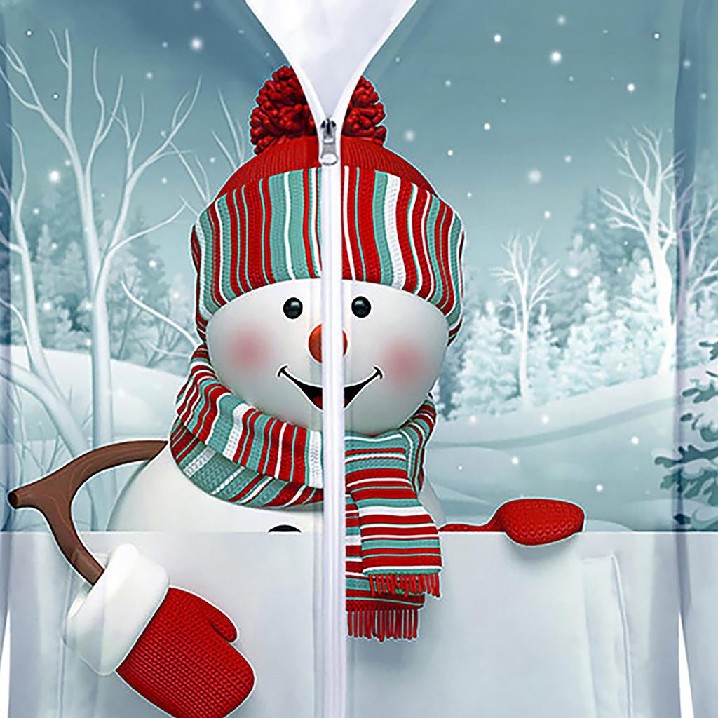 Men's Chrismas 3D Printed Fashion Jacket  Zipper Hooded Loose Casual Holiday Coat Zipper