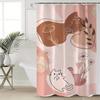 1pc Cute Cat and Floral Print Polyester Shower Curtain with Hooks - Pastel Pink Design, No-Drill Installation for Bathroom Decor