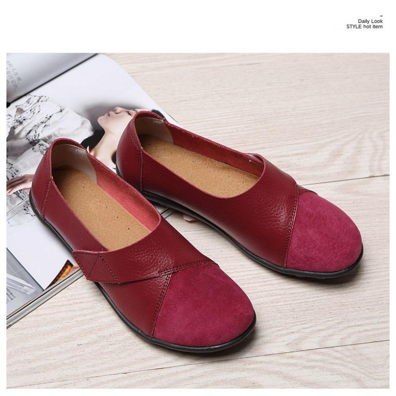 Women's Shoes Casual Shoes Women's Singles Mom's Shoes Low Cut Comfortable Velcro Loafers Bean Shoes