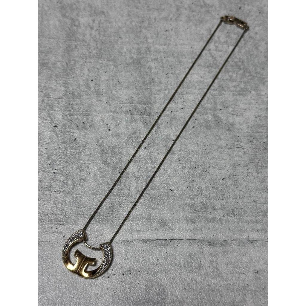 Used Givenchy Necklace Horseshoe Horseshoe Rhinestone G Logo [273]