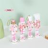 S-1Pcs Party Home Decoration Pink Gold Series Nutcracker Puppet Soldier 12cm Christmas Tree Pendant Holiday Gifts