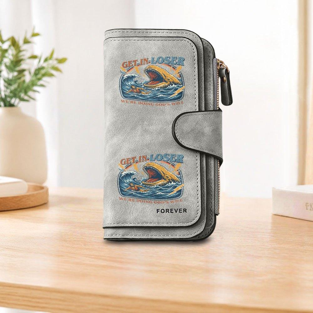 Jonah Whale Print Long Zipper Wallet, Large Capacity Card Holder, Unisex Clutch Bag, Fashionable Zipper Coin Purse, Suitable for Daily Use, A Great