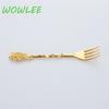 2PCSEuropean Dessert Fruit Fork Stainless Steel Long Handle Cake Snack Fork Embossed Tableware Salad Fork Kitchen Utensils