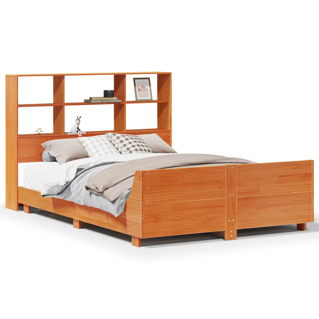 Solid Wood Bed Without Mattress Wax Brown 160x200 Cm Pine Wood