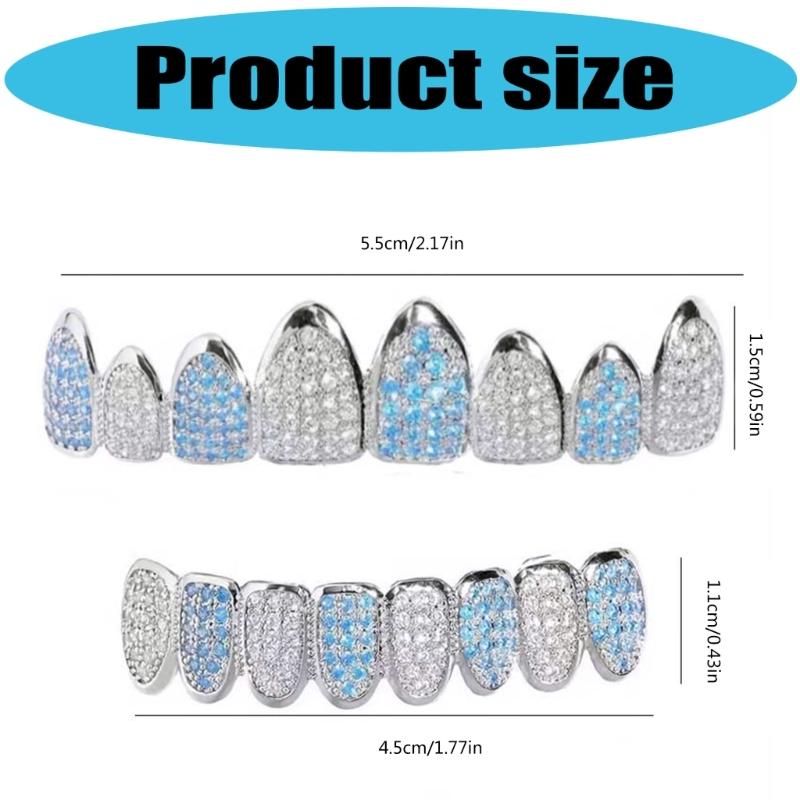 Attractive 8 Point Zirconia Teeth Grillzs Permanent Metal Body Jewelry Exemplary For Weddings Parties