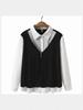 Women's Plus Size French Style Tummy Concealing Two-Piece Long Sleeve Vest Shirt