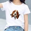 Kids Cotton T Shirt Cute Basset Hound Dog Zipper Print Crew Neck Short Sleeve Tee Casual Breathable Boys Girls Summer Tops