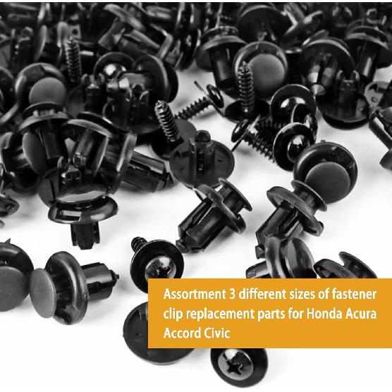 Xislet 120Pcs 10Mm Bumper Fender Clips 91503-SZ3-003 With Splash Shield Screws 90114-SE0-000 Compatible With Honda Acura Accord Civic Plastic Rivet
