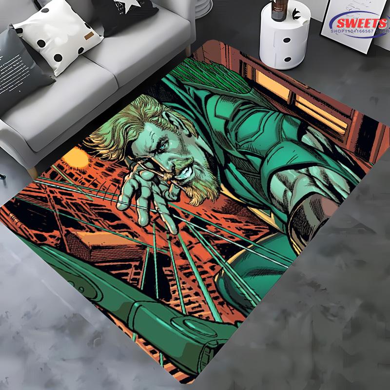 New Shelves ! Classic DC Green Arrow Carpet, Living Room Bedroom Office Children's Room of Choice, Non-slip Machine Washable Mat